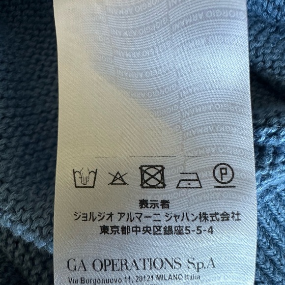 Giorgio Armani Woman Sweater Slate blue 44 Sz M/L Linen, Cotton. Logo In Front - Picture 9 of 14